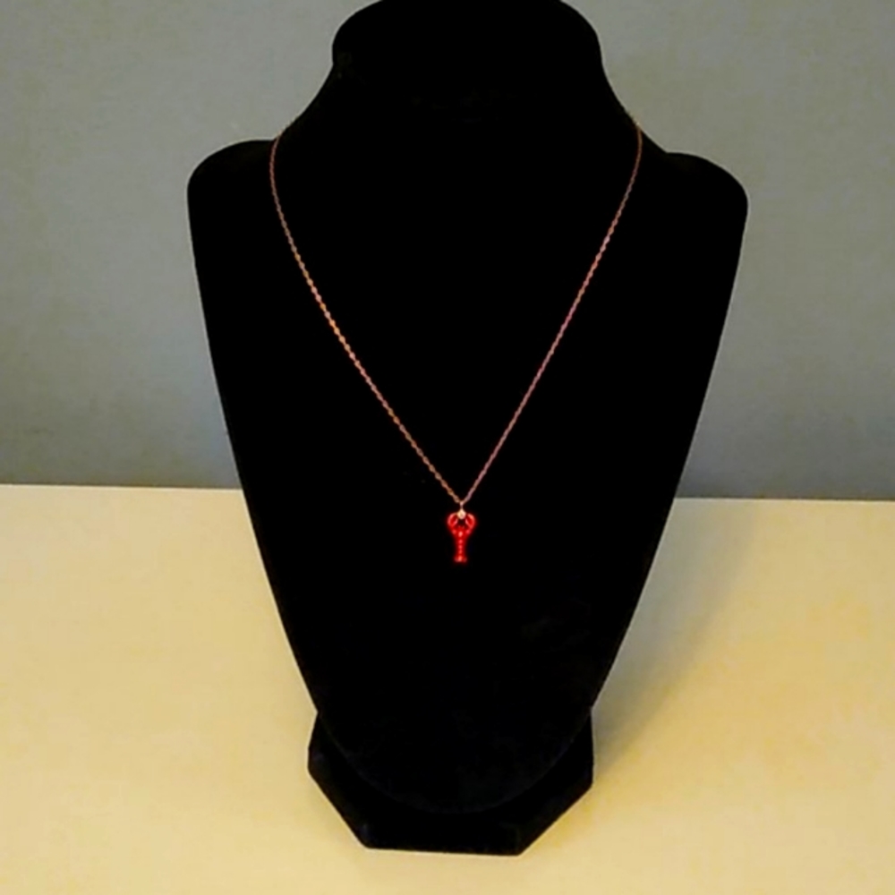 Kate Spade rose gold lobster love pending necklace